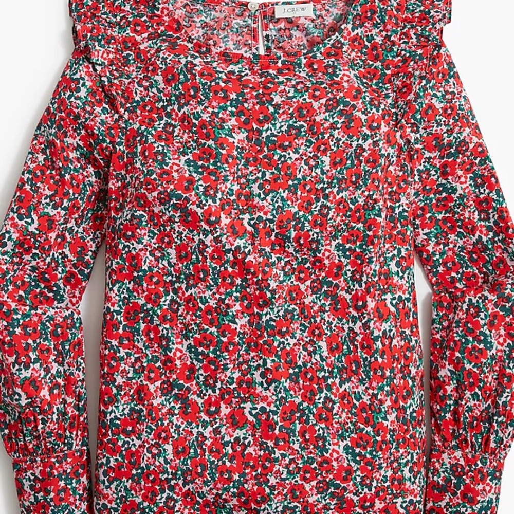 NWT J. Crew cotton blend poplin ruffle top size Petite Large